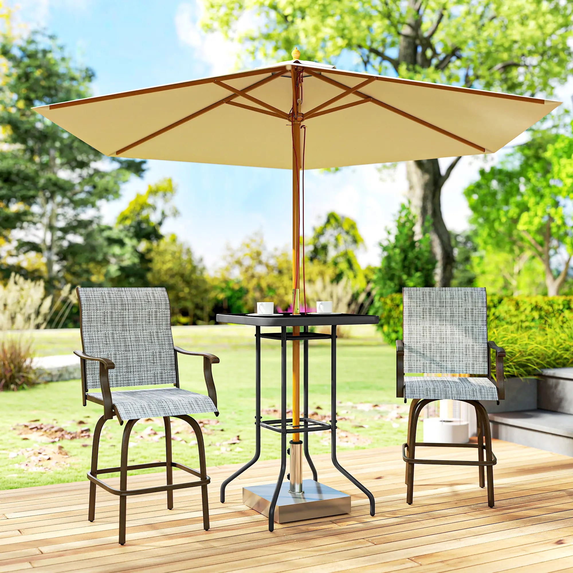 Outdoor Bar Table With Umbrella Hole, 41.3