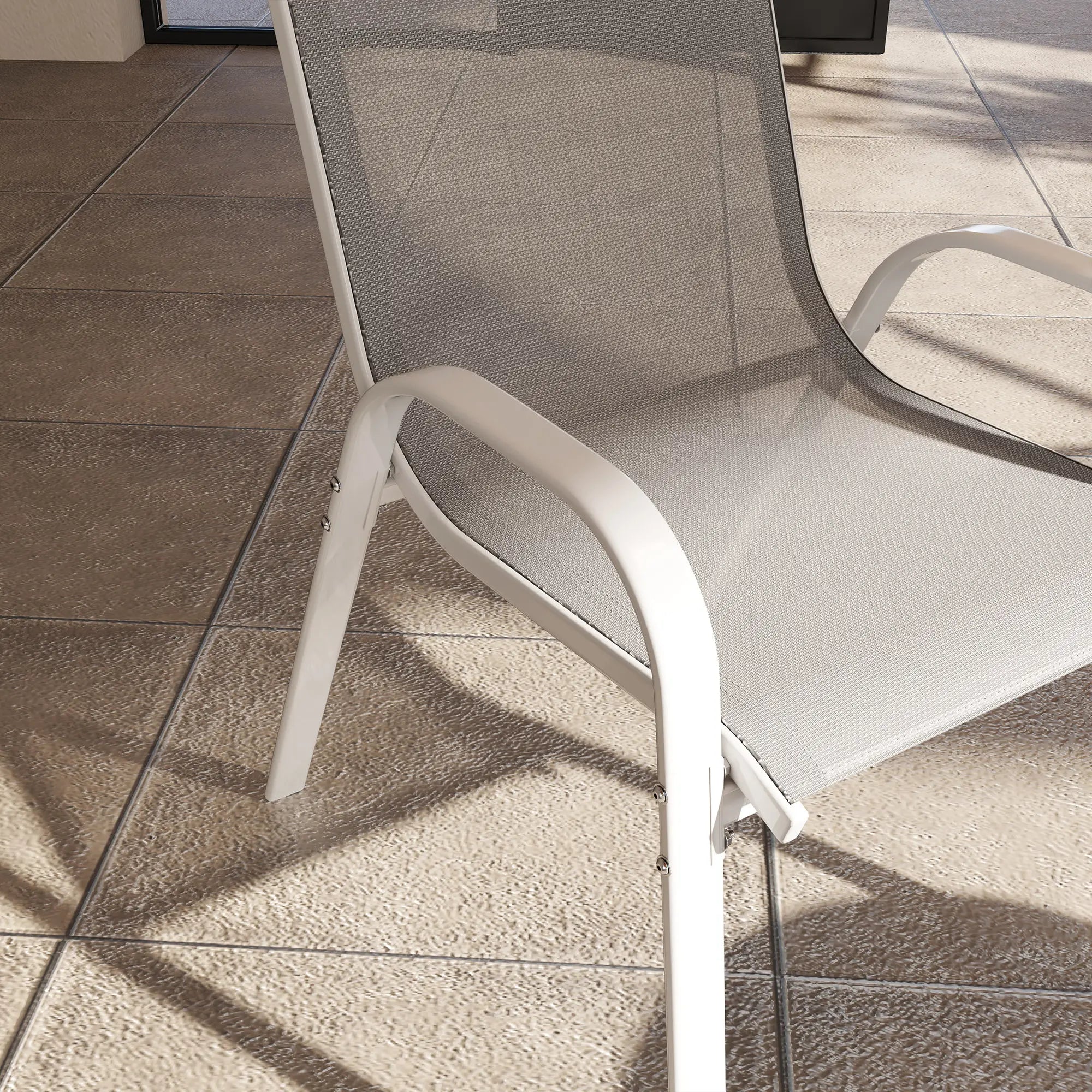 Outdoor Dining Chairs, Stackable With High Back, Breathable Mesh Seat, White Outdoor Dining Sets at Gallery Canada
