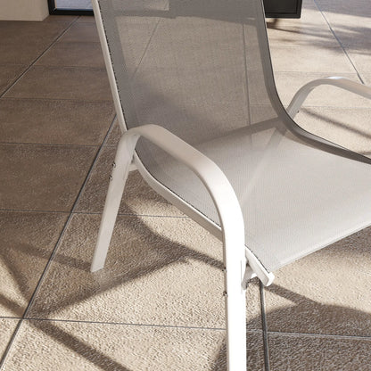 Outdoor Dining Chairs, Stackable With High Back, Breathable Mesh Seat, White Outdoor Dining Sets at Gallery Canada