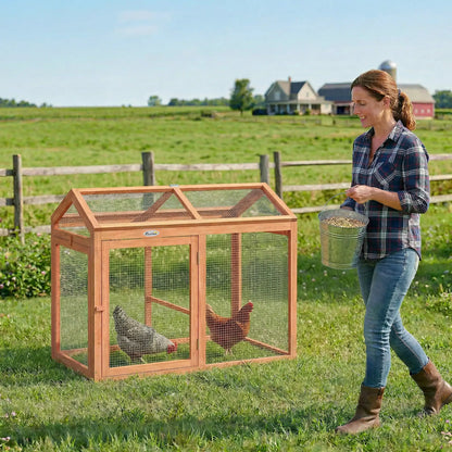 Wooden Chicken Run, Outdoor Coop With Perch, Dual Doors, Hen House Rabbit Hutch Chicken Coops at Gallery Canada