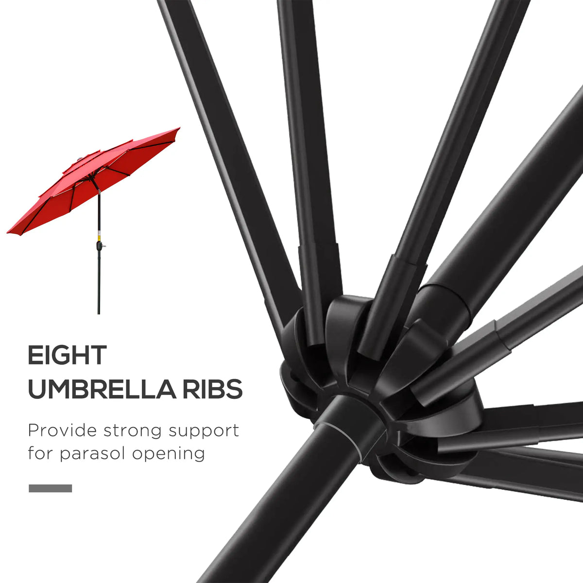 9FT 3 Tiers Patio Umbrella, Crank Push Button Tilt, Red Sun Umbrellas at Gallery Canada