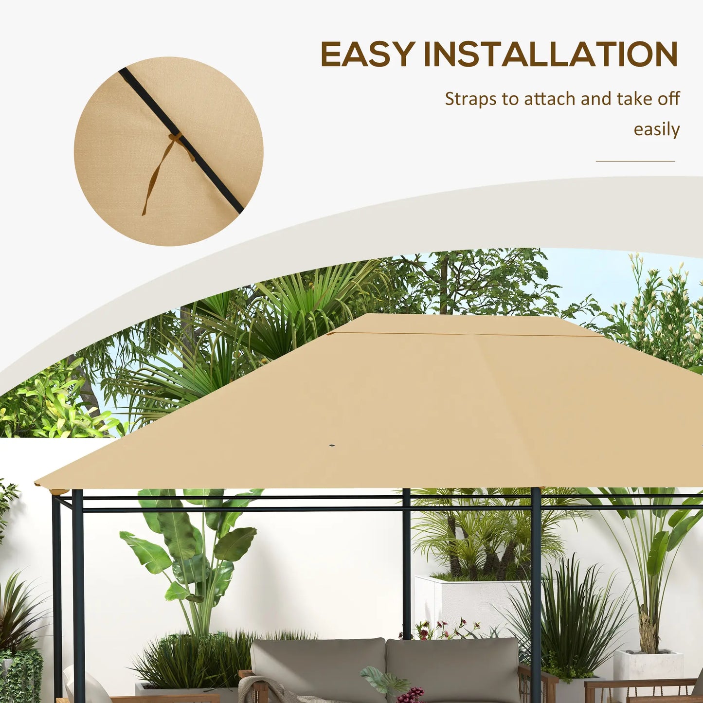 10' x 13' Gazebo Canopy Cover, Roof Replacement, Khaki Gazebo Canopy Replacement at Gallery Canada