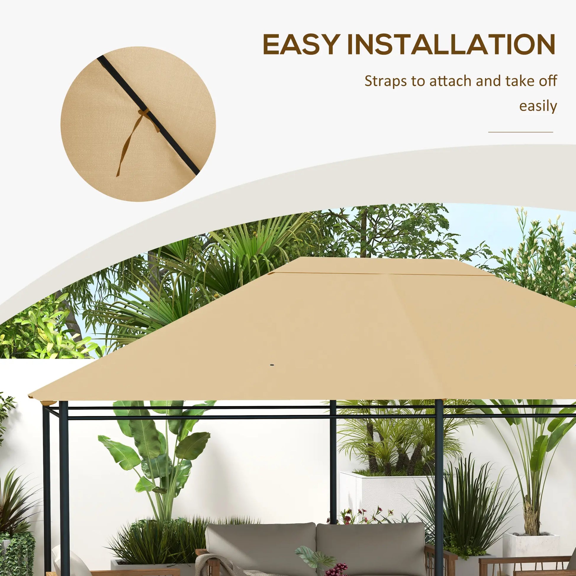 10' x 13' Gazebo Canopy Cover, Roof Replacement, Khaki Gazebo Canopy Replacement at Gallery Canada