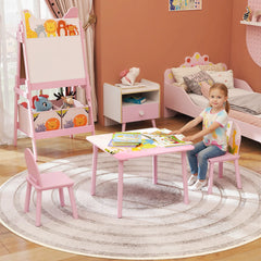Ensemble de Table et Chaises pour Enfants, Table pour Tout-Petits et 2 Chaises, Rose