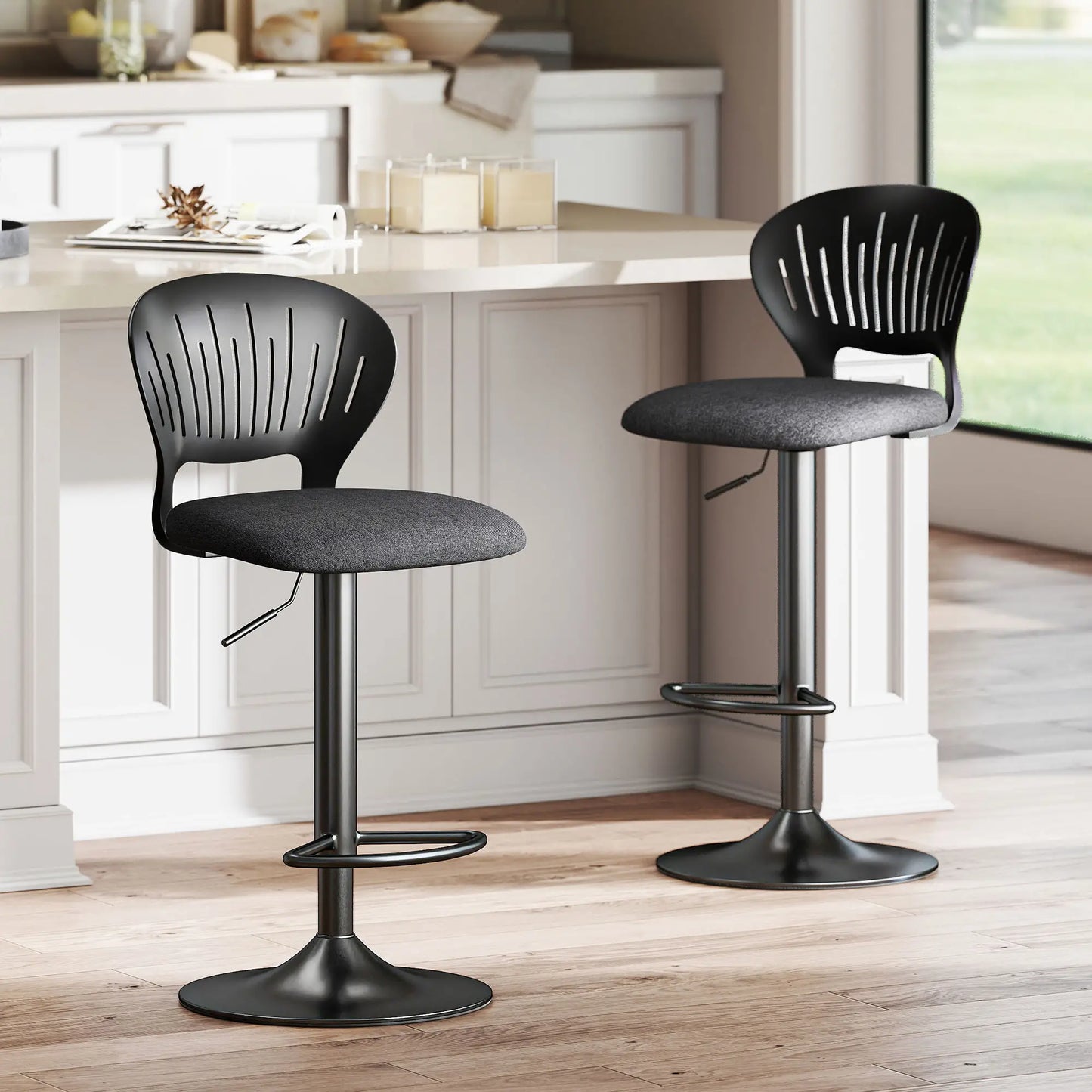 Modern Swivel Bar Stools, Set of 2, Counter Height, Black Bar Stools at Gallery Canada