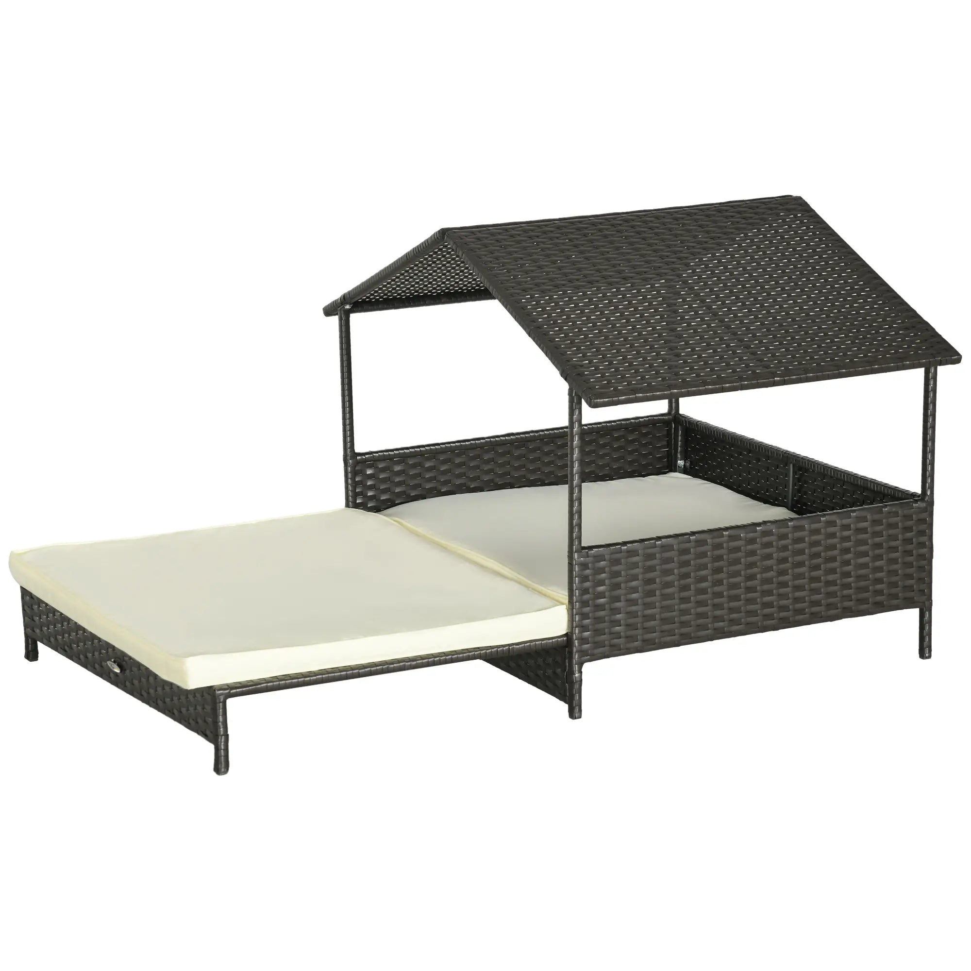 Extendable Wicker Dog Bed, Soft Cushion Washable Cover, Small Medium Dogs, Cream White Houses, Kennels & Pens Dark Brown, Cream White at Gallery Canada