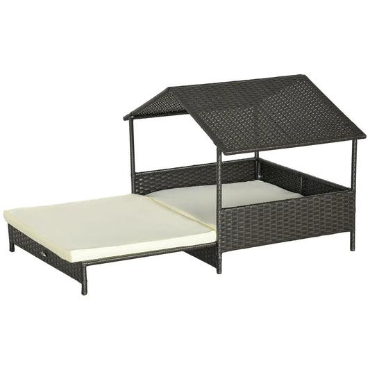 Extendable Wicker Dog Bed, Soft Cushion Washable Cover, Small Medium Dogs, Cream White Houses, Kennels & Pens Dark Brown, Cream White at Gallery Canada