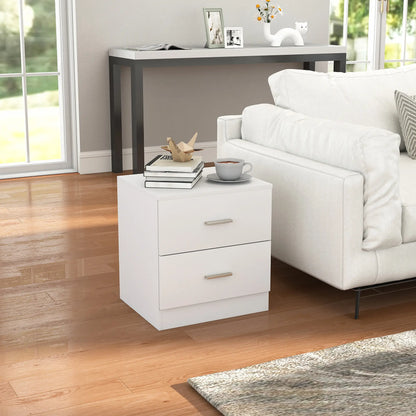 Modern Bedside Table with 2 Drawers, Nightstand, White Bedside Tables at Gallery Canada
