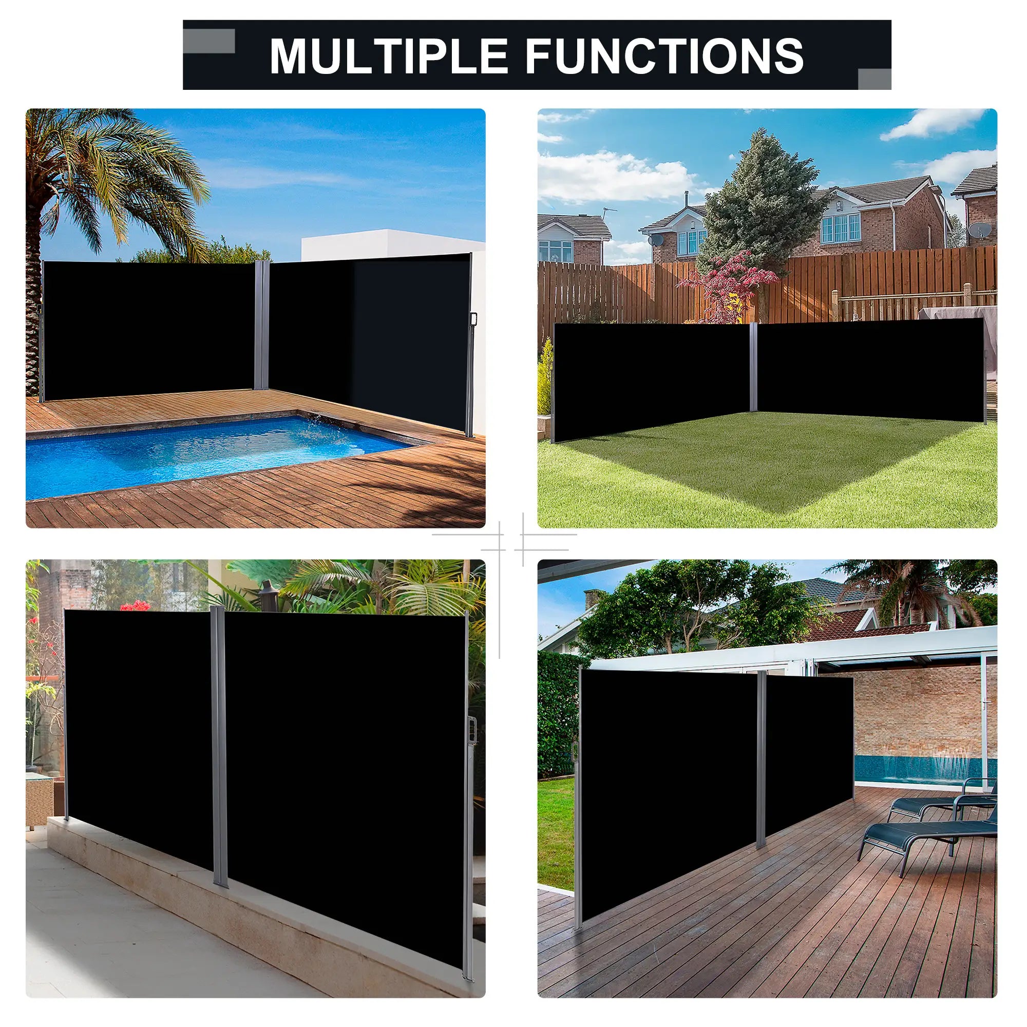 Retractable Double Side Awning, Folding Privacy Screen, Black Side Awnings at Gallery Canada