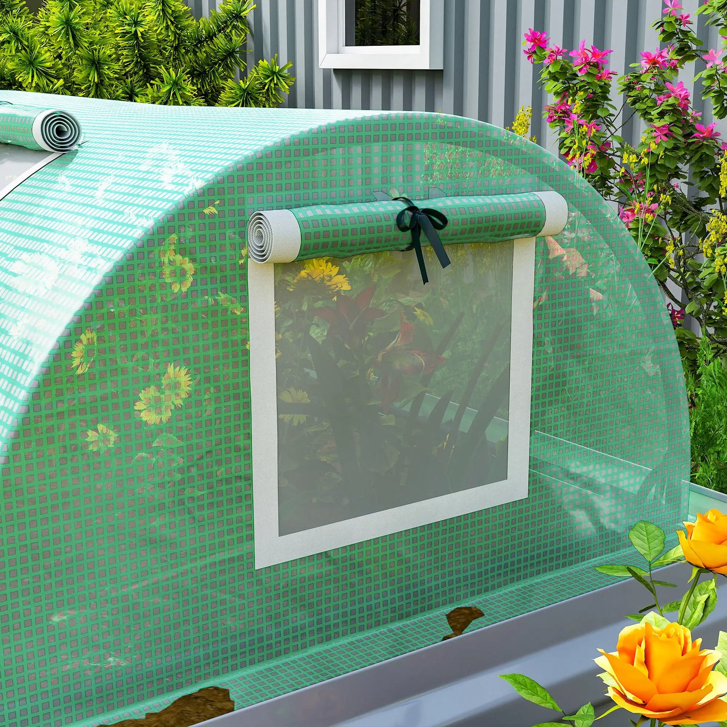 Portable Mini Greenhouse, 10' x 3' x 2', Steel Frame, 5 Mesh Windows, Green Mini Greenhouses at Gallery Canada