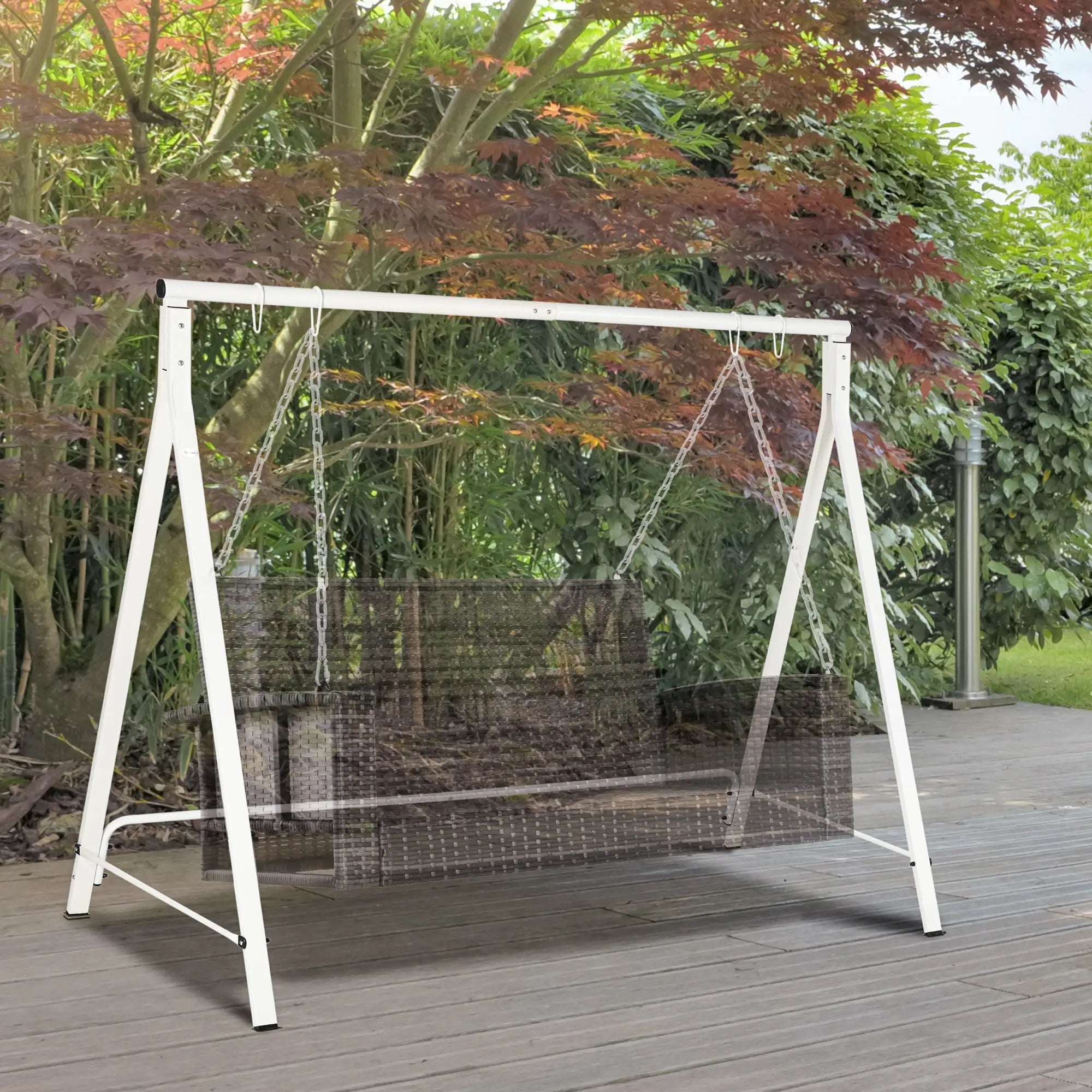 Metal Swing Stand, Hanging Chair Frame, 528 LBS, Backyard, Patio, Lawn, White Hammock Stands at Gallery Canada