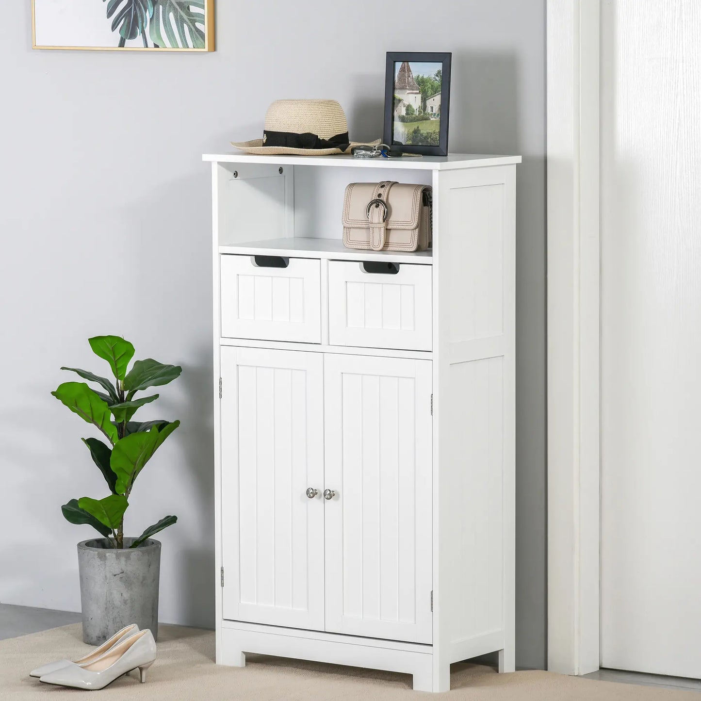 Freestanding Bathroom Cabinet, Adjustable Shelf, Drawers, Small, White Bathroom Cabinets at Gallery Canada