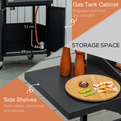 3 Burner Portable Gas Grill, With Wheels And Warming Rack, Black Propane Gas Grills at Gallery Canada