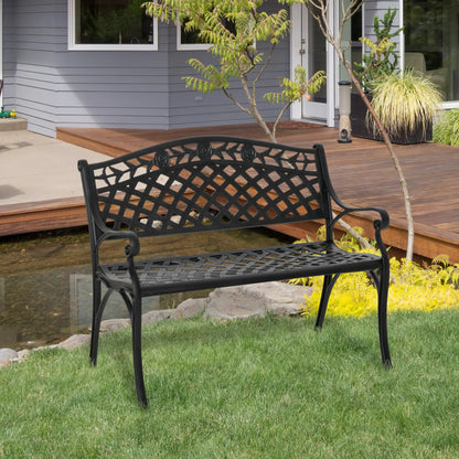 Garden Bench With Aluminum Frame, 40" Patio Loveseat, Floral Design, no color Outdoor Benches at Gallery Canada