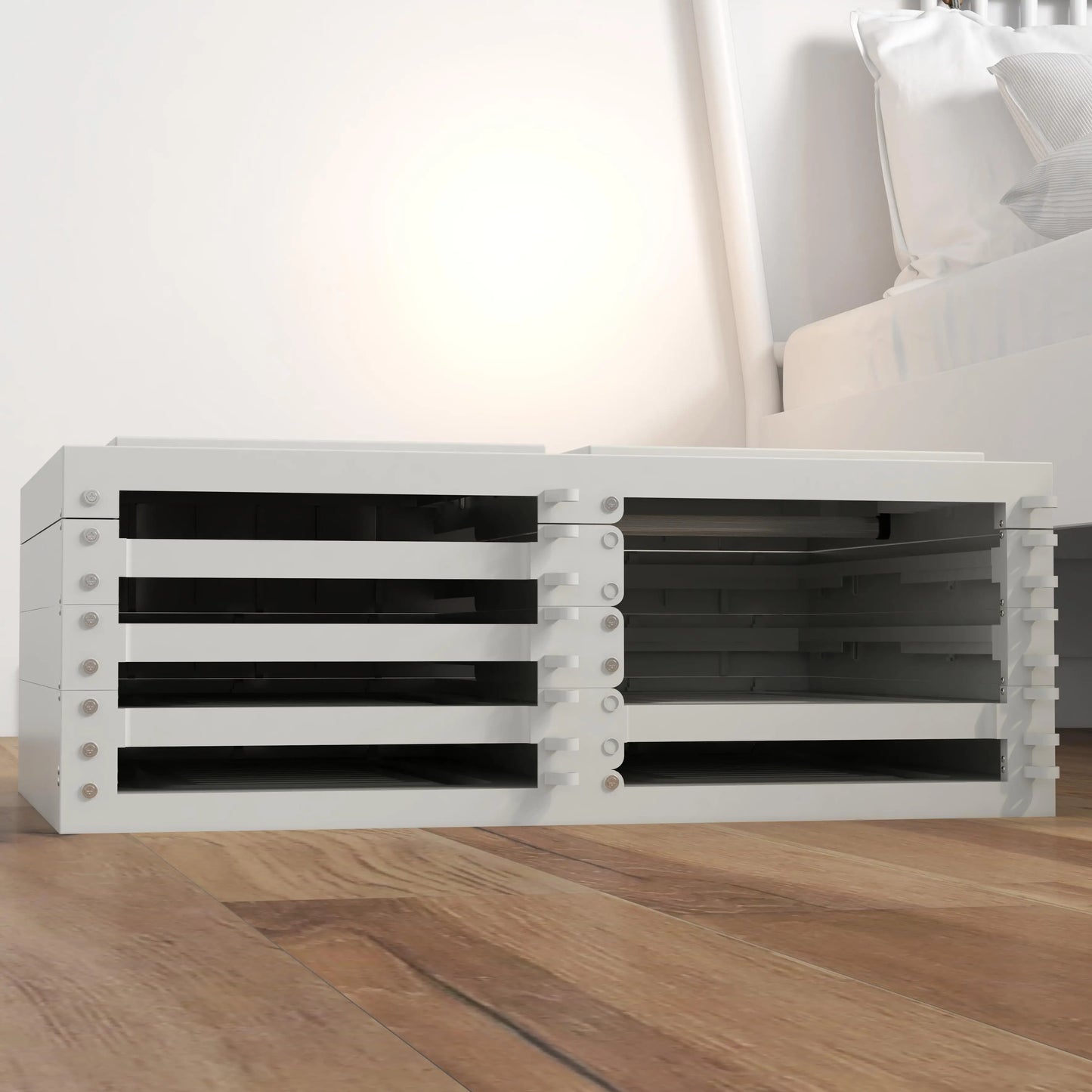 Portable Wardrobe, Foldable Clothes Organizer, 5 Compartments, Hanging Rod, White Clothing Storage at Gallery Canada