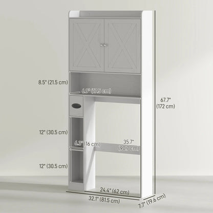 Farmhouse Over Toilet Cabinet, Adjustable Shelf, White Bathroom Cabinets at Gallery Canada