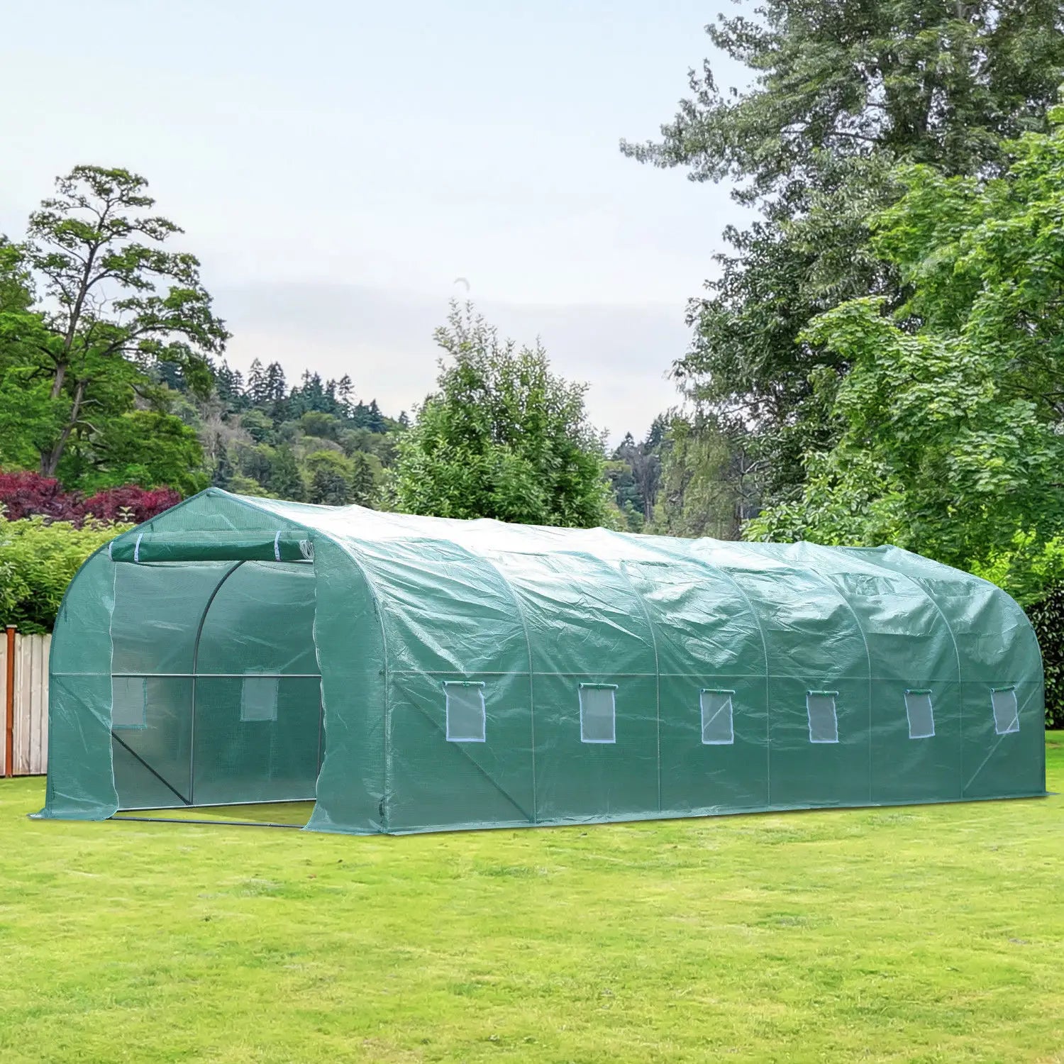 26' x 10' x 7' Walk-In Greenhouse, Garden Plant Grow Tent, Steel Frame, Green Walk In Greenhouses at Gallery Canada