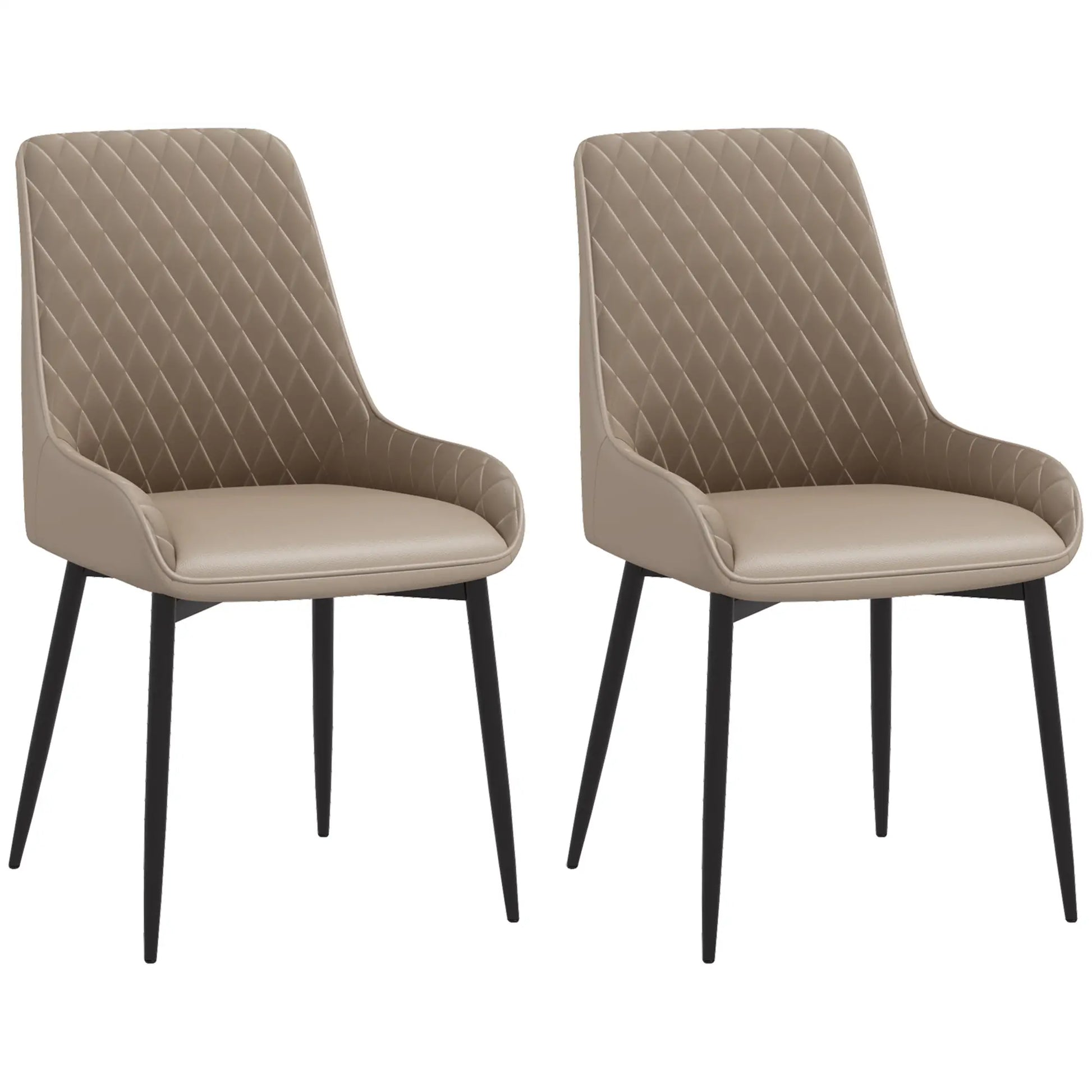 Modern Dining Chairs Set of 2, PU Leather, Metal Legs, Khaki Dining Chairs Khaki at Gallery Canada