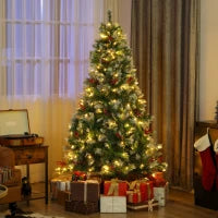Sapin de Noël Sapin Floqué Pré-éclairé de 6 pieds, Double Couleur, Télécommande