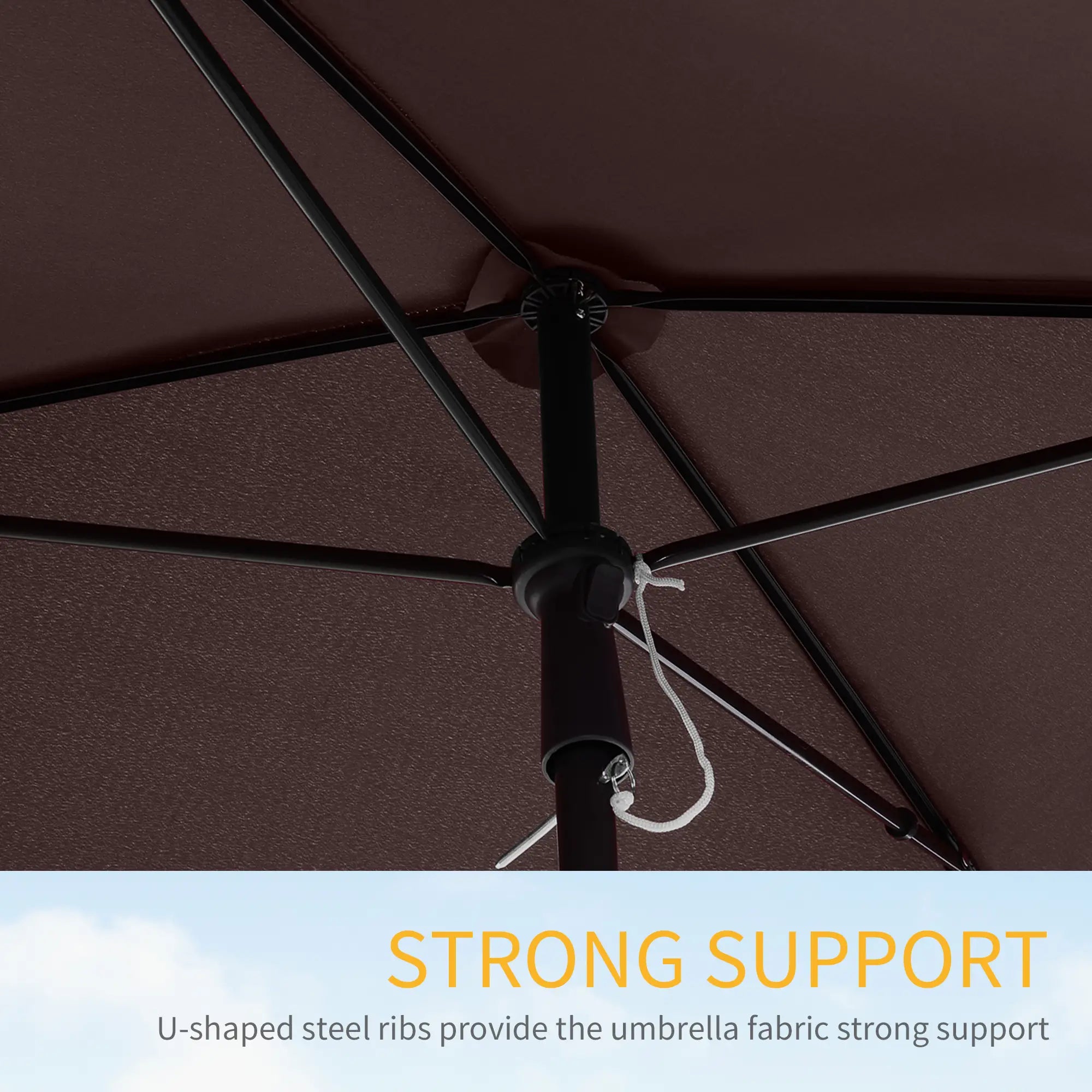 6.5x4ft Rectangle Patio Umbrella, Aluminum Tilt Adjustable, Garden Parasol Sun Umbrellas at Gallery Canada