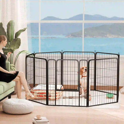 31.5" Portable Foldable Pet Playpen, 8 Panels with Door, Medium Dogs Houses, Kennels & Pens at Gallery Canada