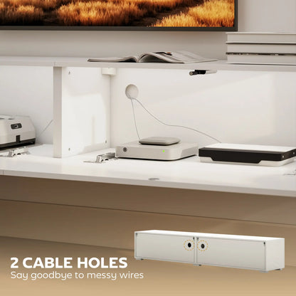 Floating TV Stand For 75 Inch TVs, 70.9 Inch Cabinet, High Gloss White, White TV Stands at Gallery Canada
