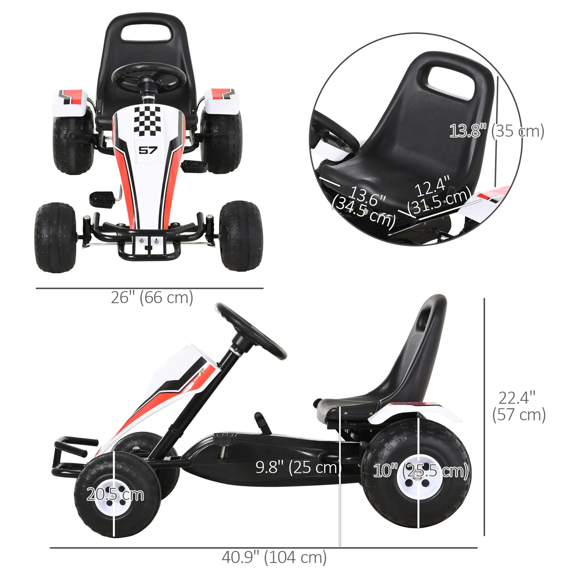 Kids Pedal Go Kart, Adjustable Seat, Plastic Wheels, 3-6 Years Pedal Go Karts for Kids at Gallery Canada