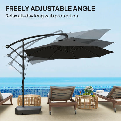 10FT Cantilever Umbrella, Fillable Base, Wind Strap, Cover, UPF50+, Grey Offset Cantilever Umbrellas at Gallery Canada