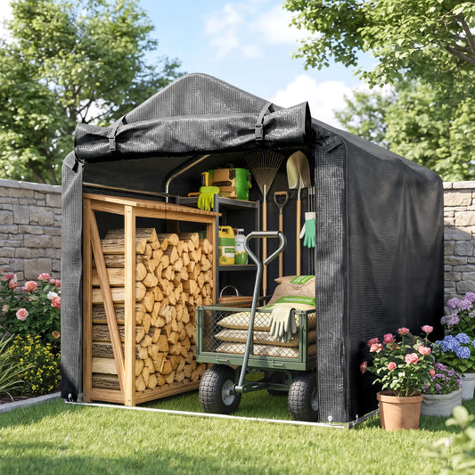 Outdoor Storage Shed, UV Resistant Bike Tent, Roll-up Zipper Door, Dark Grey Sheds Dark Grey at Gallery Canada