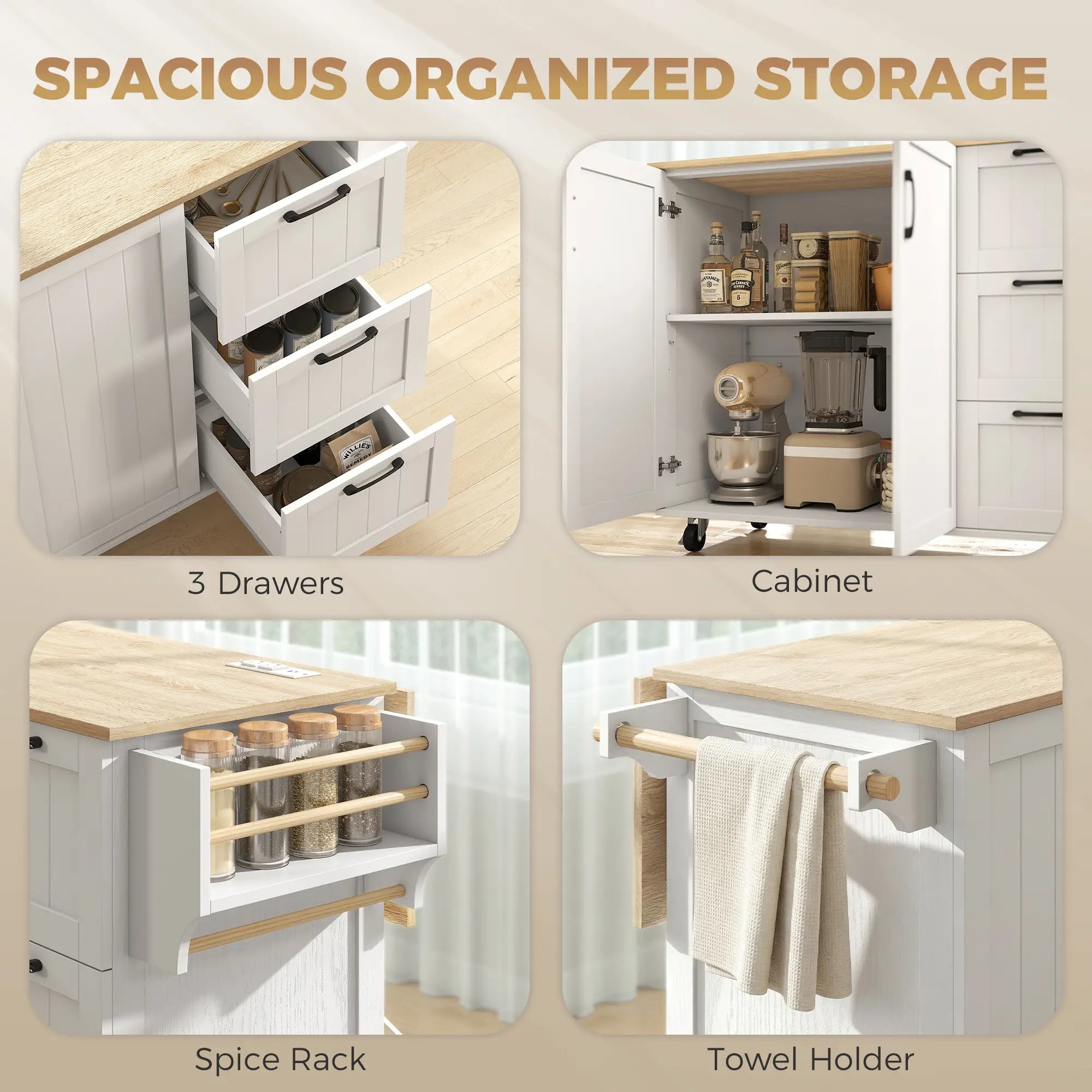 Kitchen Island With Drop Leaf, White Kitchen Islands & Kitchen Carts at Gallery Canada