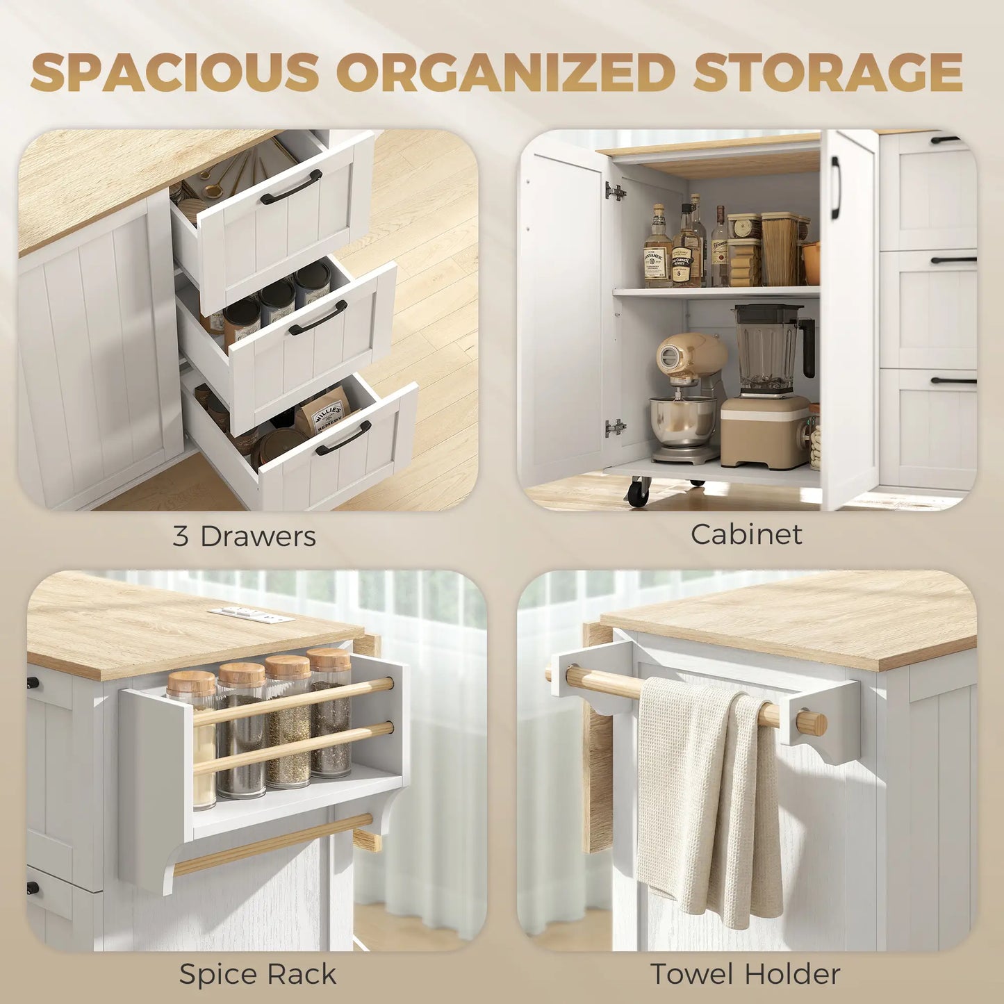 Kitchen Island With Drop Leaf, White Kitchen Islands & Kitchen Carts at Gallery Canada