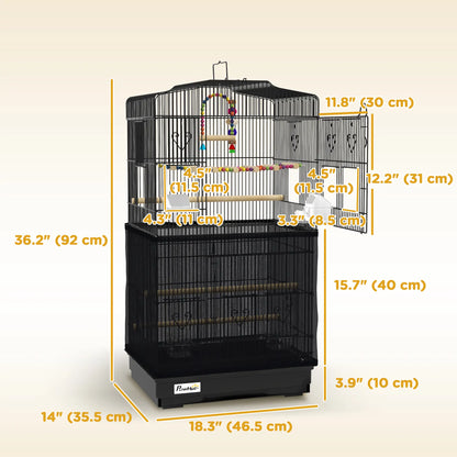 36" Bird Cage with Accessories, Handle, Mesh Cover, Black Bird Cages at Gallery Canada