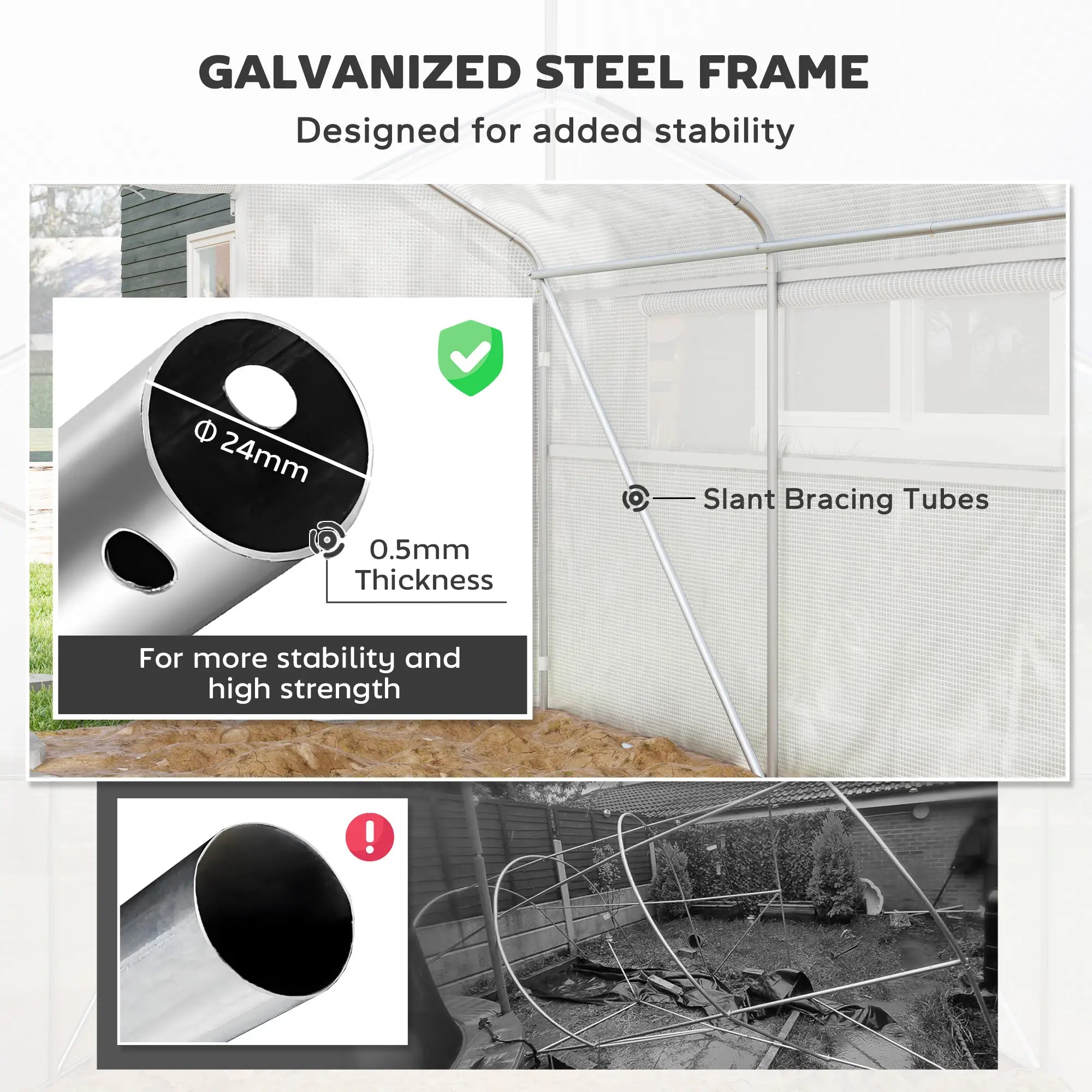 Walk-in Tunnel Greenhouse, Galvanized Steel Frame, 13' x 10' x 6.5', White Tunnel Greenhouses at Gallery Canada