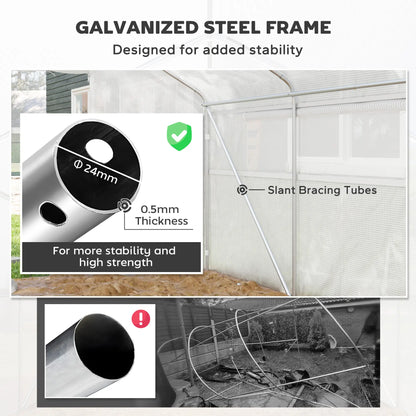 Walk-in Tunnel Greenhouse, Galvanized Steel Frame, 13' x 10' x 6.5', White Tunnel Greenhouses at Gallery Canada