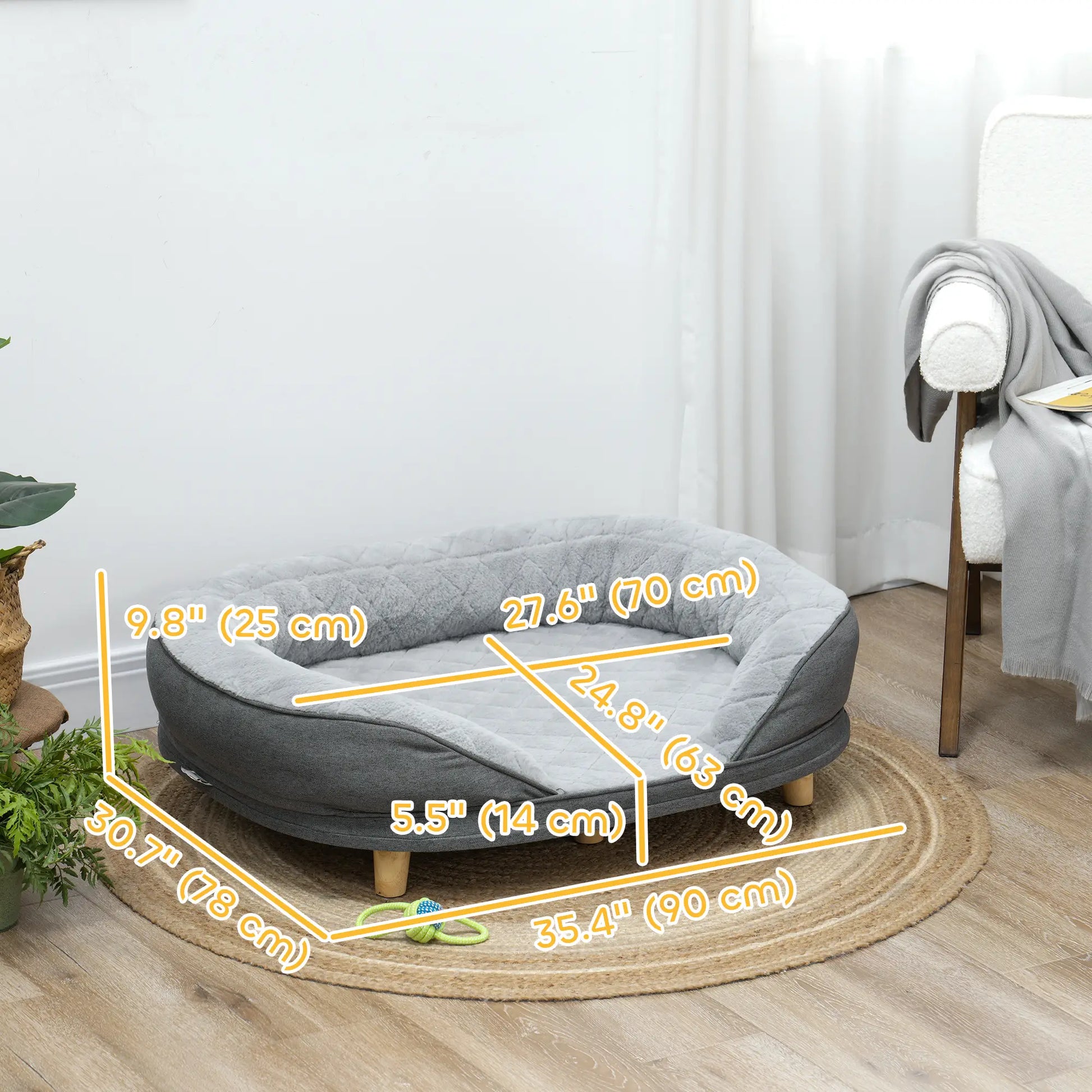 Pet Sofa Bed for Large Dogs, Removable Washable Cover, Anti-Slip Pads, Grey Dog Sofas at Gallery Canada