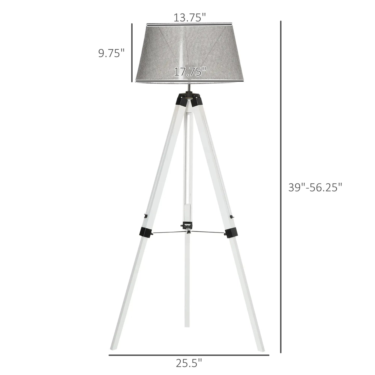 Adjustable Height Wooden Floor Lamp, E26 Base, and Grey, White Floor Lamps & Ceiling Fan Lights at Gallery Canada