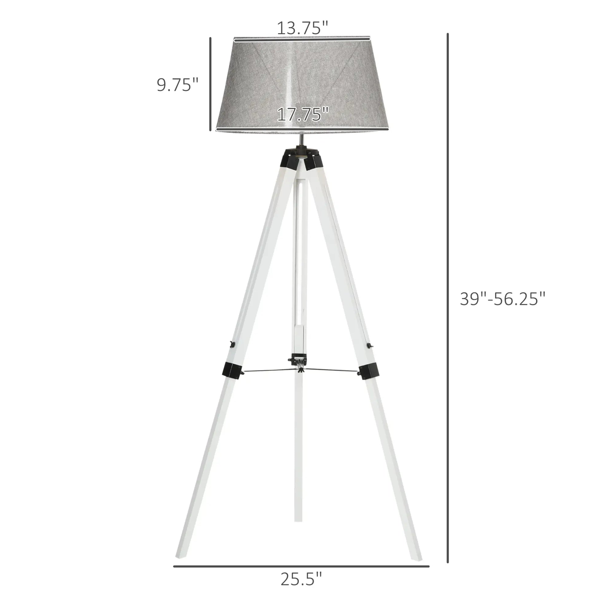 Adjustable Height Wooden Floor Lamp, E26 Base, and Grey, White Floor Lamps & Ceiling Fan Lights at Gallery Canada