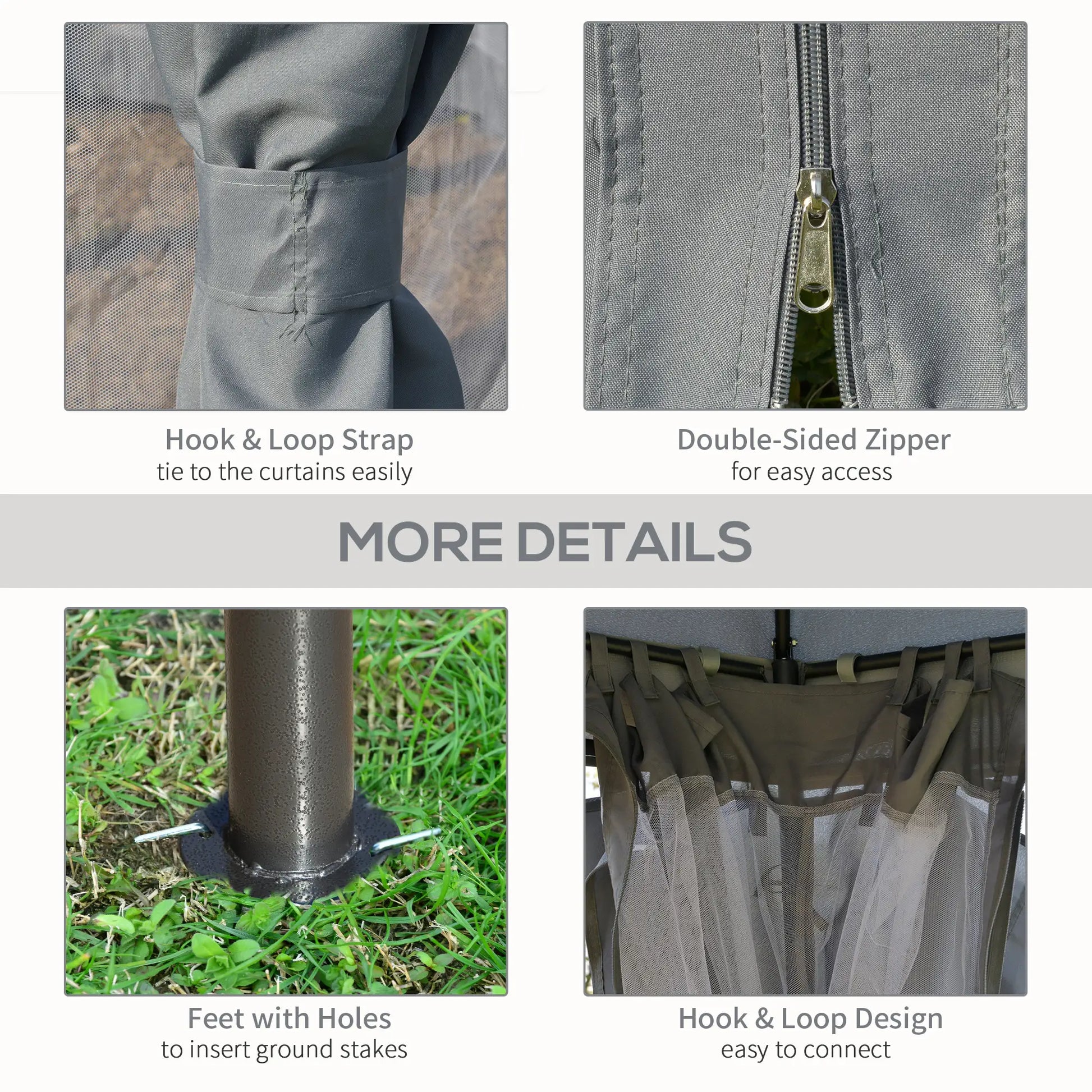 12' x 12' Outdoor Gazebo, Dome Canopy, Netting Sidewalls, Dark Grey Gazebos at Gallery Canada