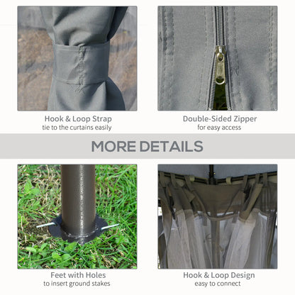 12' x 12' Outdoor Gazebo, Dome Canopy, Netting Sidewalls, Dark Grey Gazebos at Gallery Canada