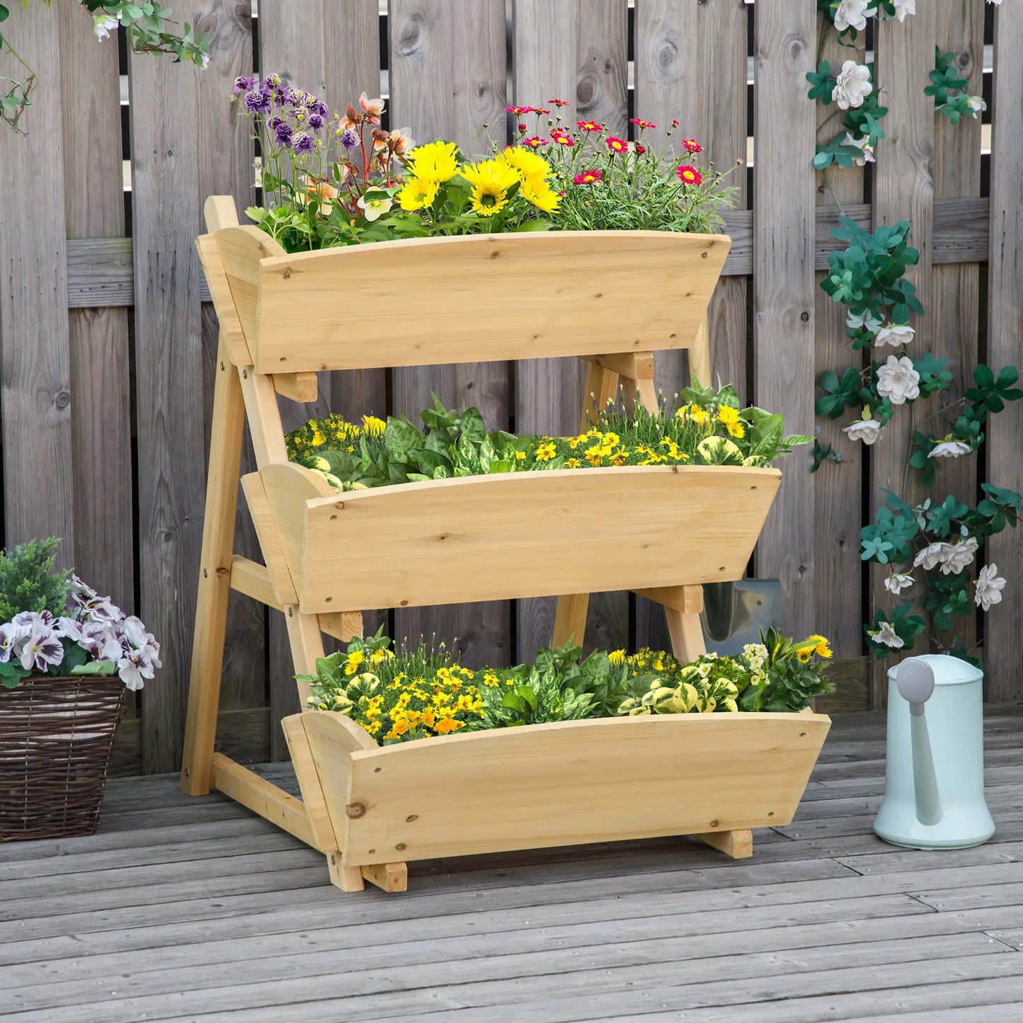 3 Tier Raised Garden Bed, Wooden Elevated Planter Box Kit Elevated Garden Beds at Gallery Canada