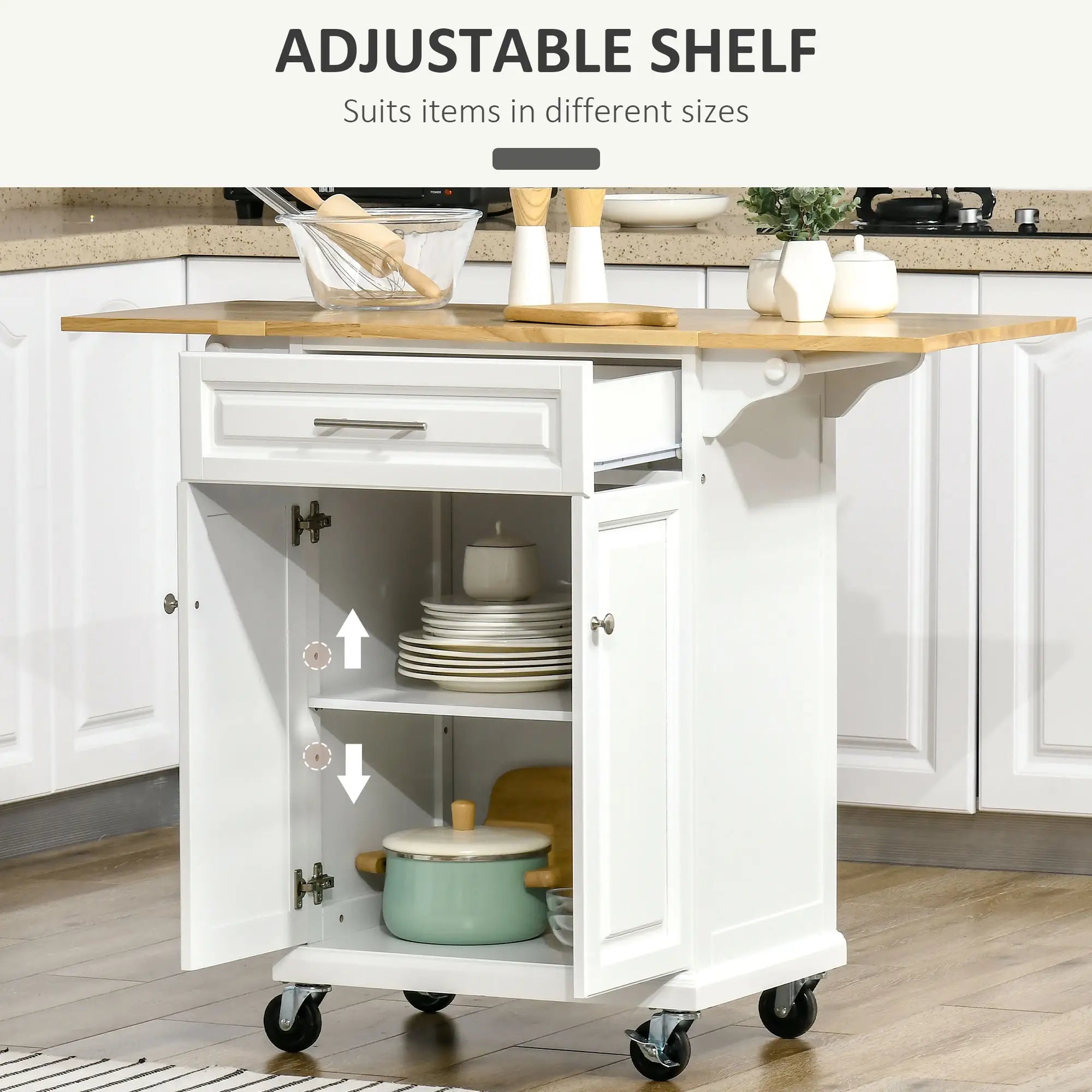 Kitchen Island Cart, Wheels, Extended Counter, Drawer, Towel Racks Kitchen Islands & Kitchen Carts at Gallery Canada