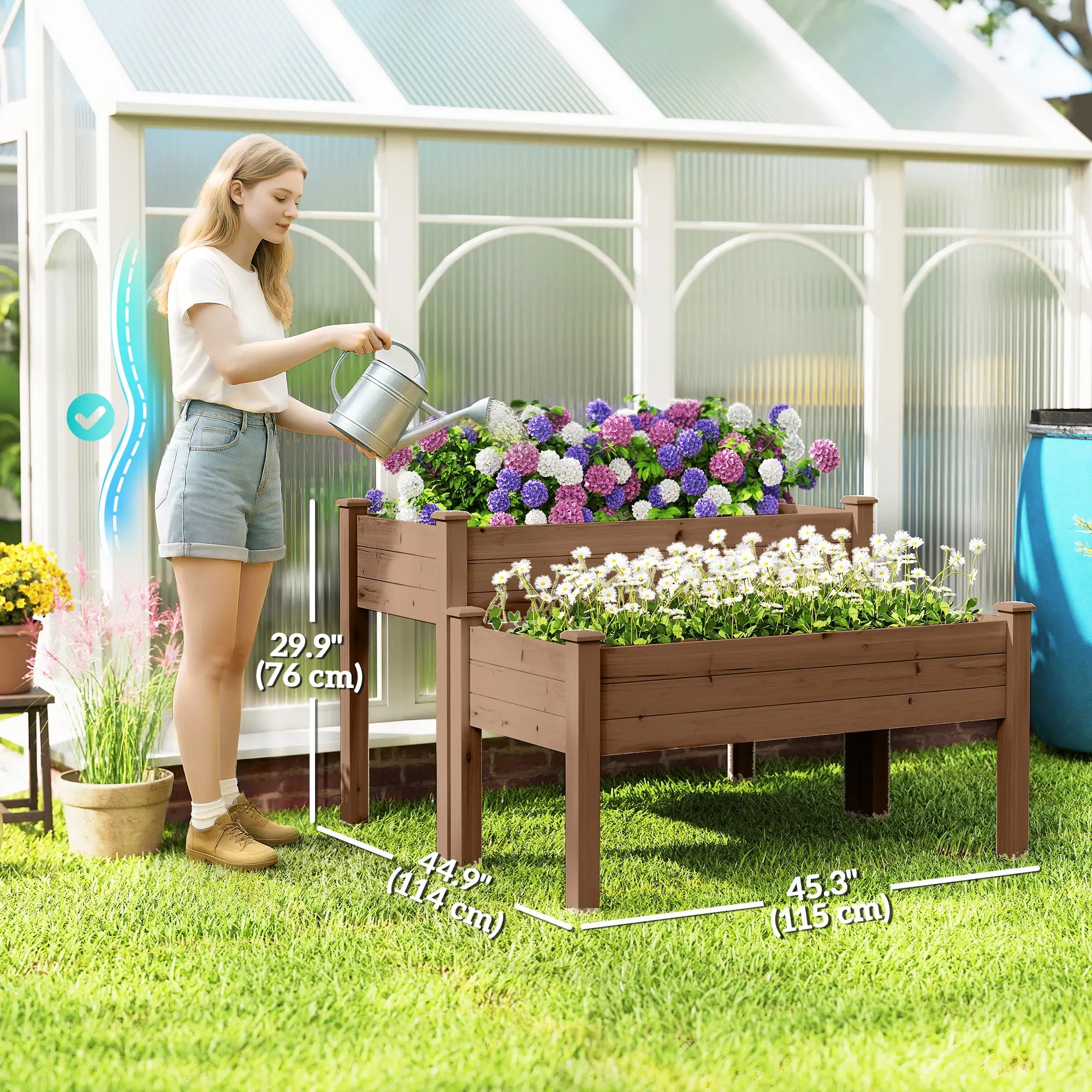 2 Tier Raised Garden Bed, Wooden Elevated Planter Box, Carbonised Raised Garden Beds at Gallery Canada