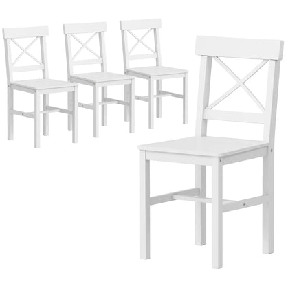 Wooden Dining Chairs Set of 4, Cross Back, Solid Structure, White Dining Chairs White at Gallery Canada
