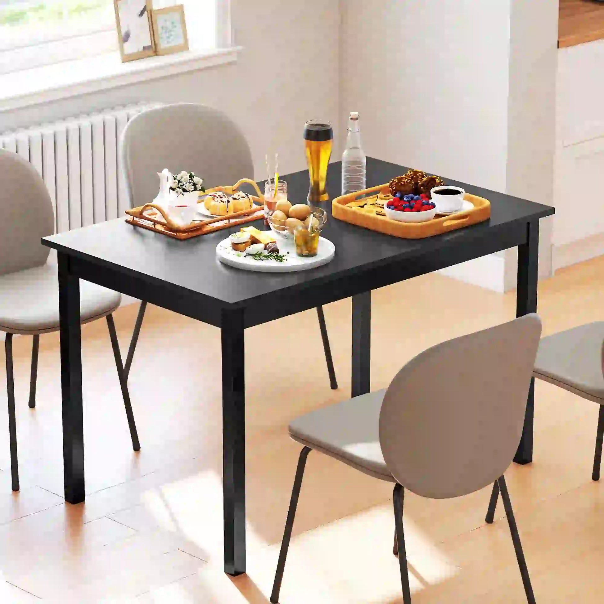 47" x 30" Dining Table, Farmhouse Pine Wood Frame, Black Dining Tables at Gallery Canada