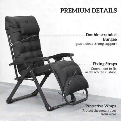 Folding Reclining Zero Gravity Sun Lounger Chair, Black Lounger Chairs at Gallery Canada