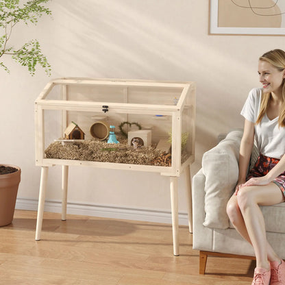 Wooden Hamster Cage With Openable Top, Seesaws, Platforms, 43.3"x20.5"x39.8" Hamster Cages at Gallery Canada