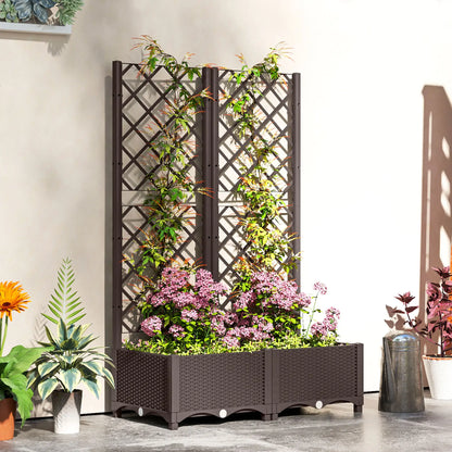 Plastic Raised Garden Bed With Trellis, Drainage Holes And Plugs