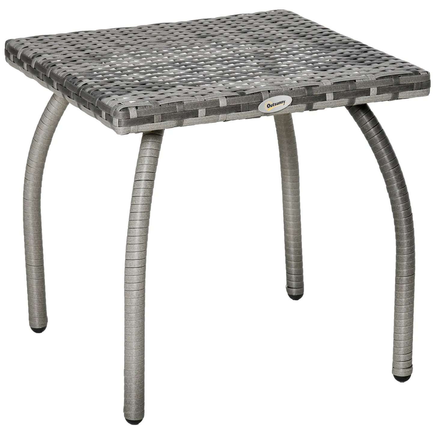 18" Rattan Coffee Table, Outdoor Side Table, Small Square, Grey Patio Side Tables Grey at Gallery Canada