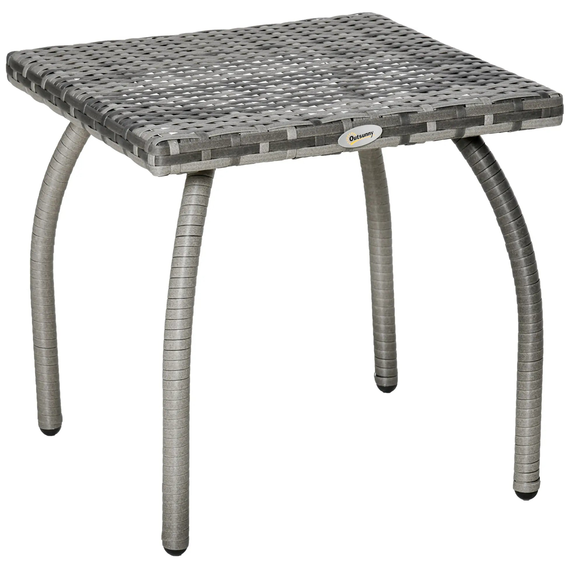 18" Rattan Coffee Table, Outdoor Side Table, Small Square, Grey Patio Side Tables Grey at Gallery Canada