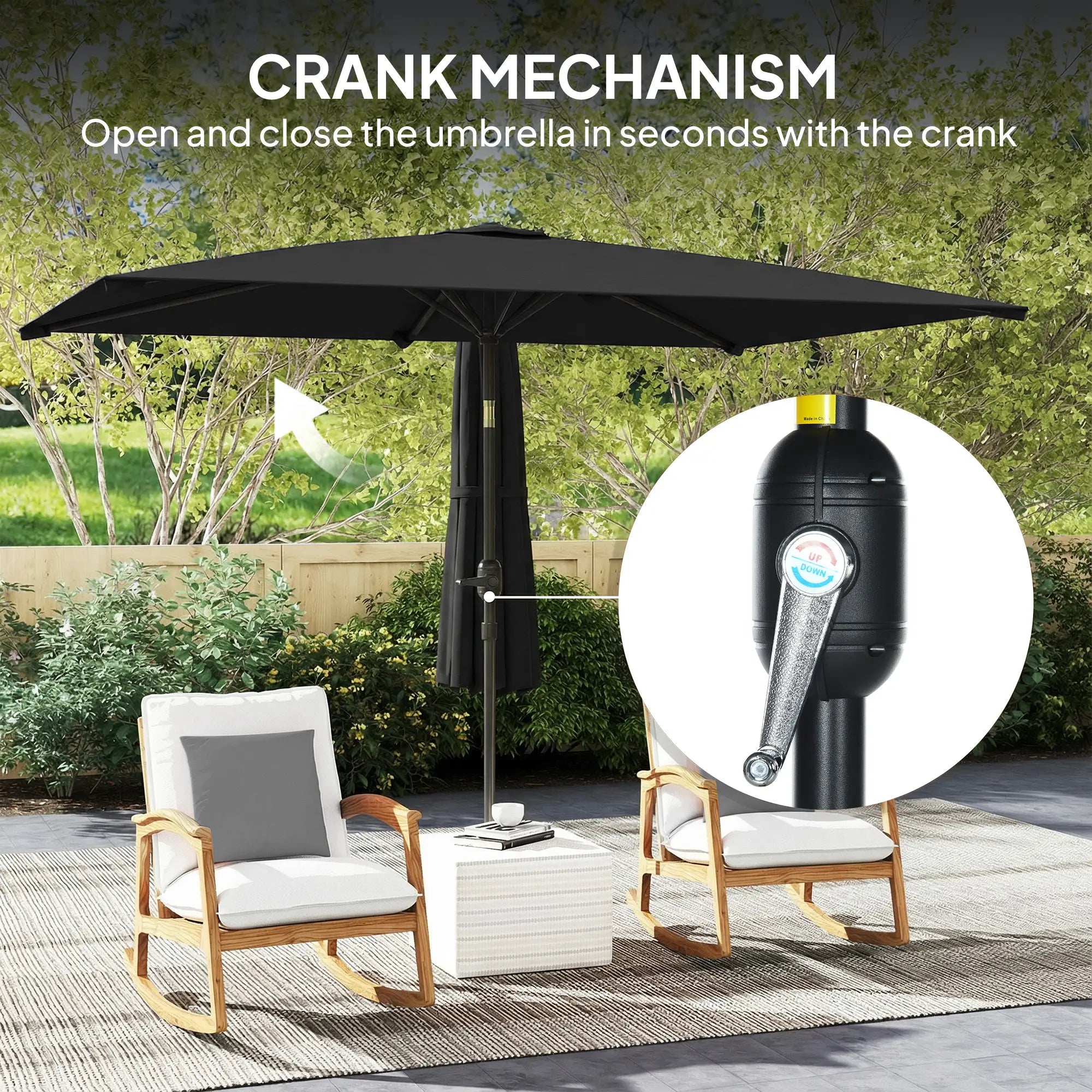 6.4 x 9.7ft Rectangle Aluminum Tilt Patio Umbrella, With Crank, Black Offset Cantilever Umbrellas at Gallery Canada